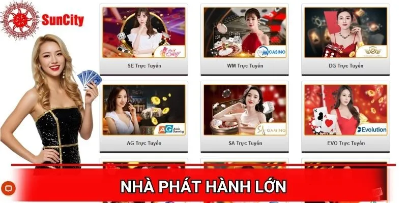 Đa dạng nhà phát hành lớn trong Casino Suncity